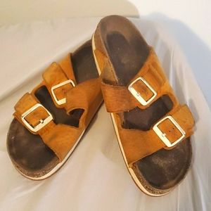 Birkenstocks gold a little old still life